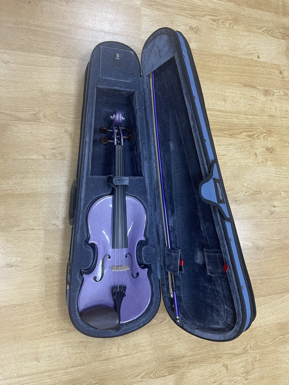 USED Stentor Harlequin 4/4 purple violin outfit