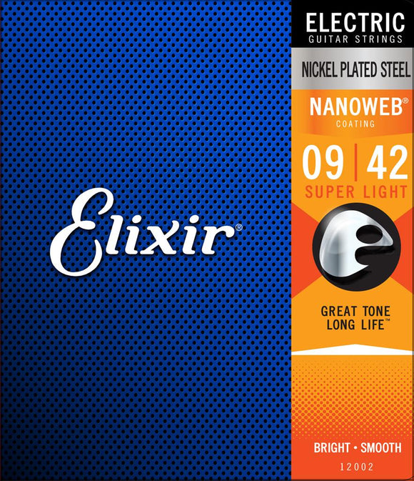 Elixir Nanoweb 9 - 42 (Super  Light) Electric Guitar Strings