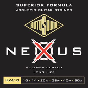 Rotosound (NXA10) Nexus Coated Phosphor Bronze Strings 10 - 50
