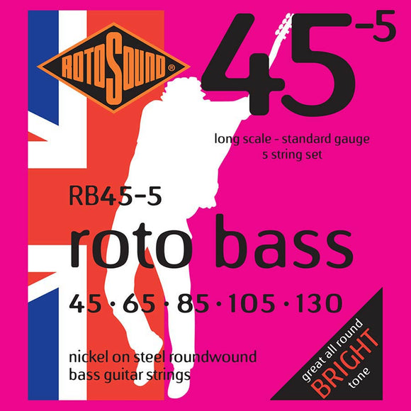 Rotosound (RB45-5) Rotobass 45-130 Bass Guitar Strings Set - 5 String