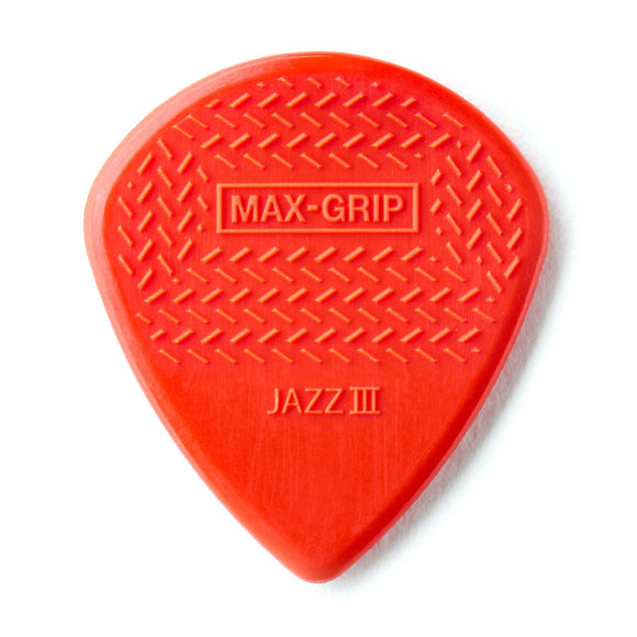 Dunlop MAX-GRIP Jazz III Red Nylon Plectrum