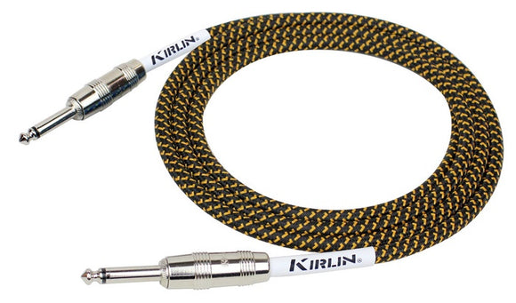 Kirlin 10ft / 3m Black / Yellow Woven Straight - Straight Jack Cable