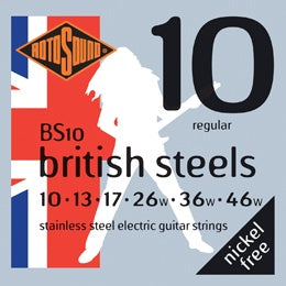 Rotosound (BS10) British Steels, Stainless Steel 10 - 46 Electric Guitar Strings