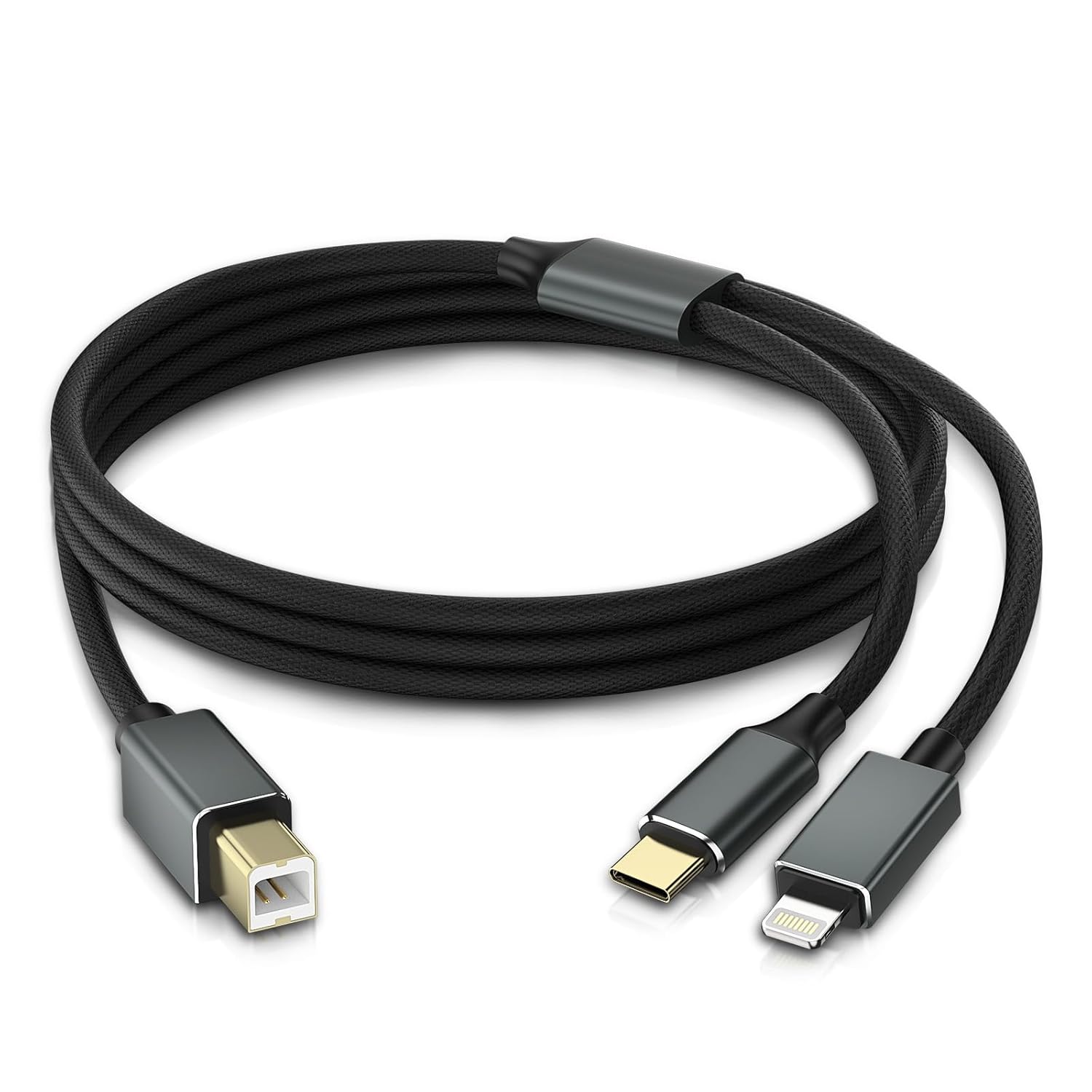 USB B to Lightning & USB C - Midi transfer cable