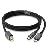 USB B to Lightning & USB C - Midi transfer cable