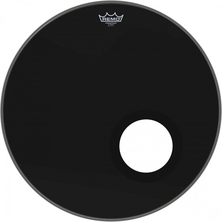 Remo 22" Ebony Powerstroke P3 Resonant Bass Drum Head / Skin - 5" DynamO Ported