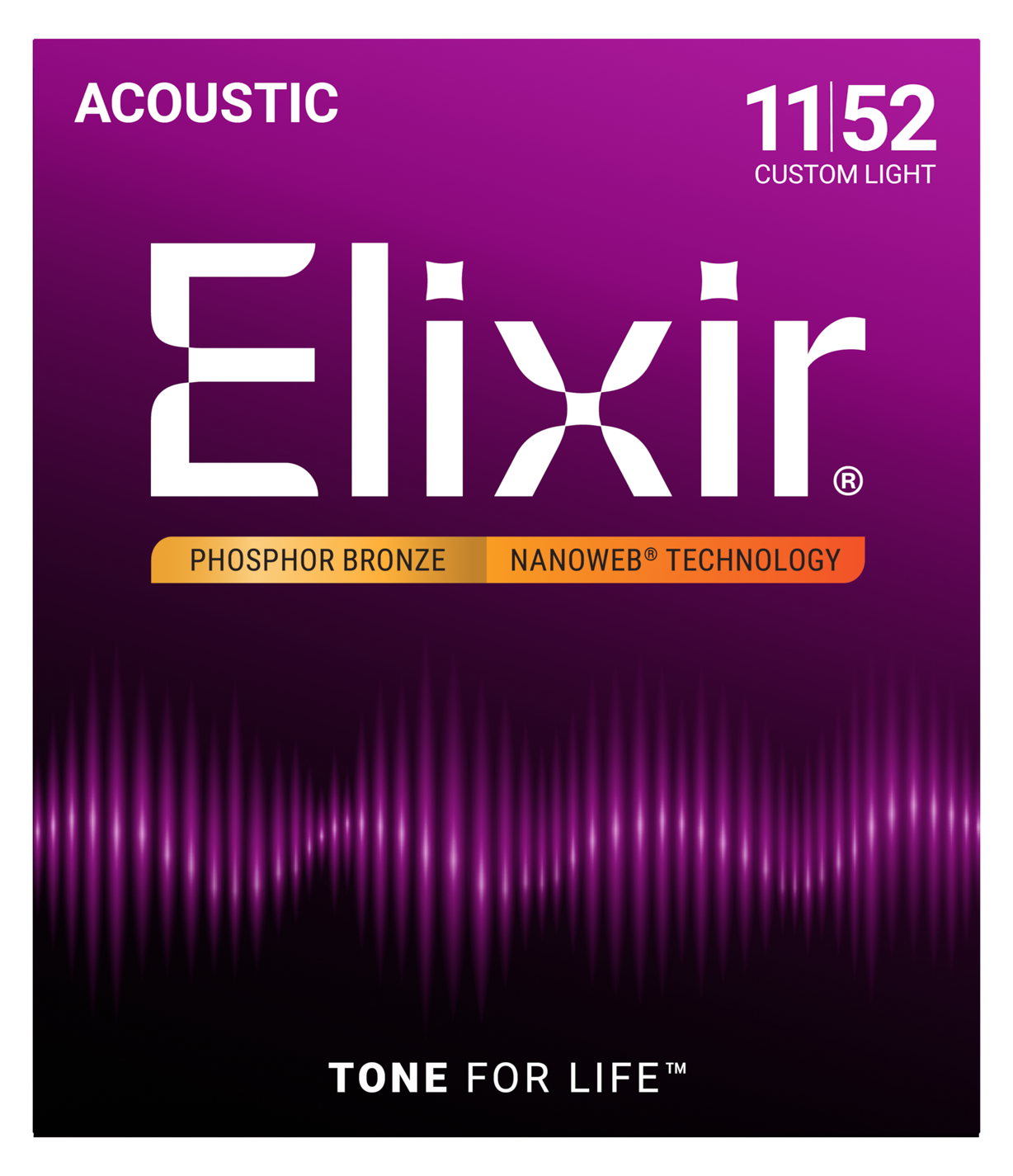 Elixir Nanoweb Custom Light Phosphor Bronze Acoustic Strings