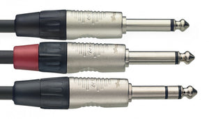 Stagg (NYC3/PS2PR) 3M / 10FT 6.35mm Stereo Jack - 2x 6.35mm Mono Jack Cable