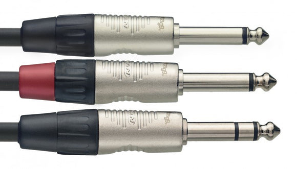 Stagg (NYC3/PS2PR) 3M / 10FT 6.35mm Stereo Jack - 2x 6.35mm Mono Jack Cable
