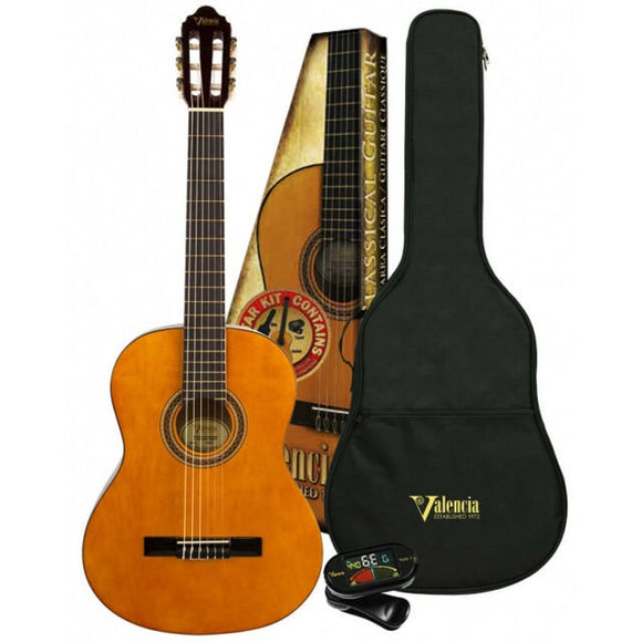 Valencia 100 Series 4/4 Classical Guitar Kit - Bag & Tuner