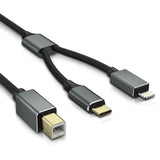 USB B to Lightning & USB C - Midi transfer cable
