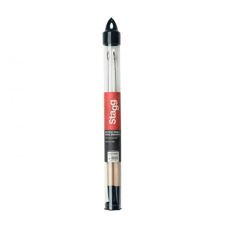 Stagg SBRU20-WM Retractable Wooden Handle Wire Brushes - Medium Gauge