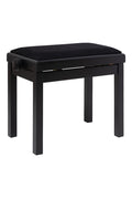 Matt Black Height Adjustable Piano Bench - Black Velvet Top - Plastic Adjustment Wheels