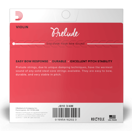 Prelude By D'Addario 3/4 Violin String Set - Medium Tension