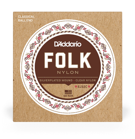 D'Addario EJ32C Folk Nylon / Ball Ended Classical Guitar Strings - Normal Tension