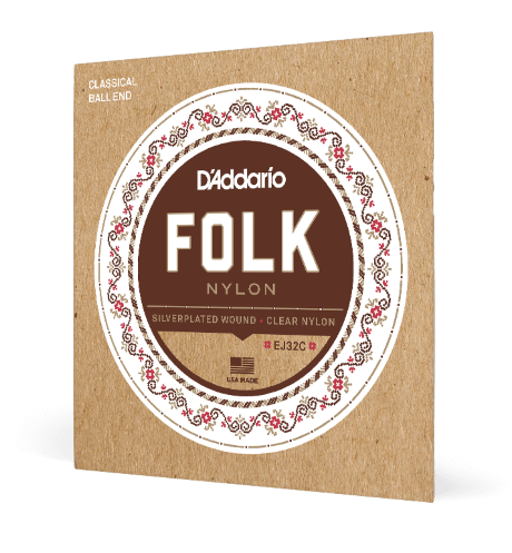 D'Addario EJ32C Folk Nylon / Ball Ended Classical Guitar Strings - Normal Tension