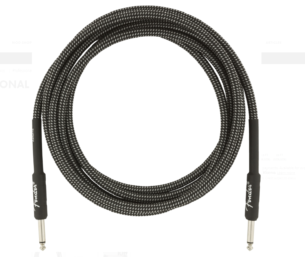 Fender Professional Series 10ft / 3m Straight - Straight Grey Tweed Jack Cable