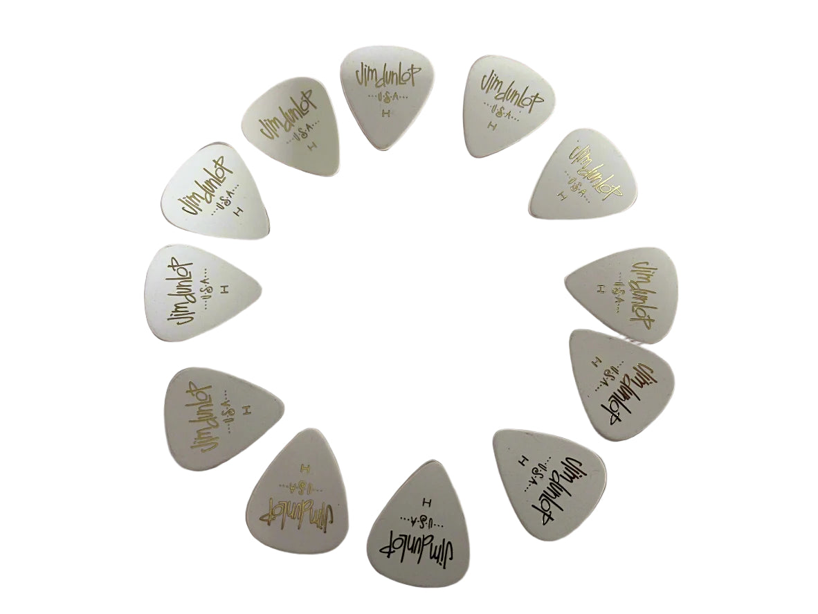 Jim Dunlop USA Heavy Celluloid Plectra - Pack 12 WHITE