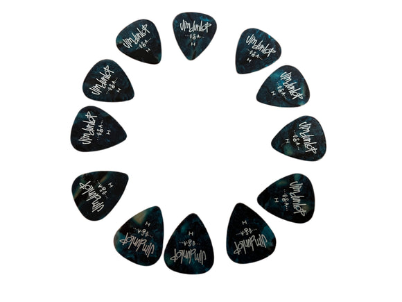 Jim Dunlop USA Heavy Celluloid Plectra - Pack 12 Blue Aqua Marble