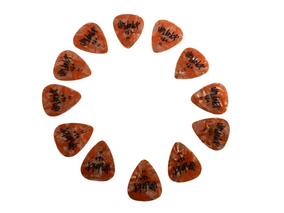 Jim Dunlop USA Heavy Celluloid Plectra - Pack 12 Orange Marble