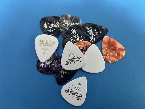 Jim Dunlop USA Heavy Celluloid Plectra - Pack 12 Mixed Colours