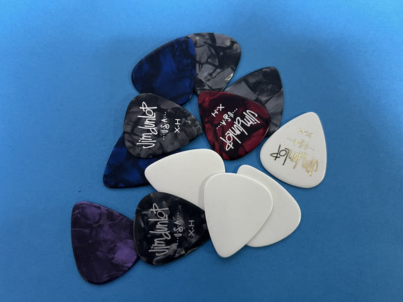 Jim Dunlop USA Extra Heavy Celluloid Plectra - Pack 12 Mixed Colours