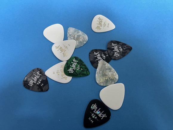 Jim Dunlop USA Mixed Thickness Celluloid Plectra - Pack 12 Mixed Colours