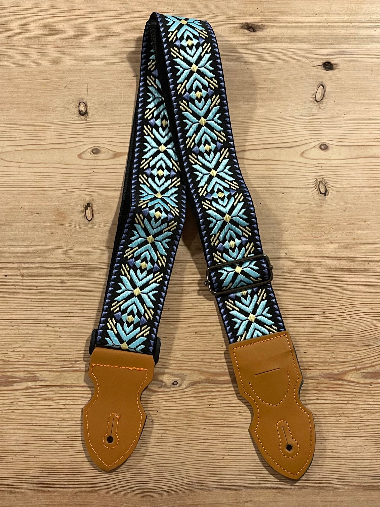 Earth Bond Vegan Teal Jacquard Guitar Strap
