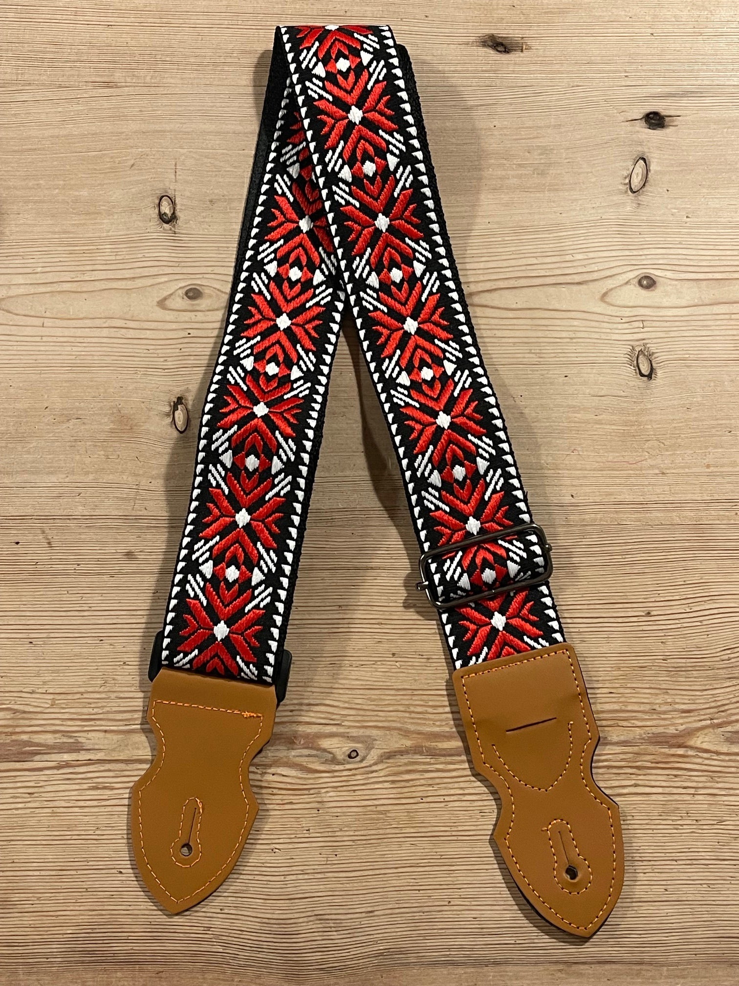 Earth Bond Vegan Red Jacquard Guitar Strap