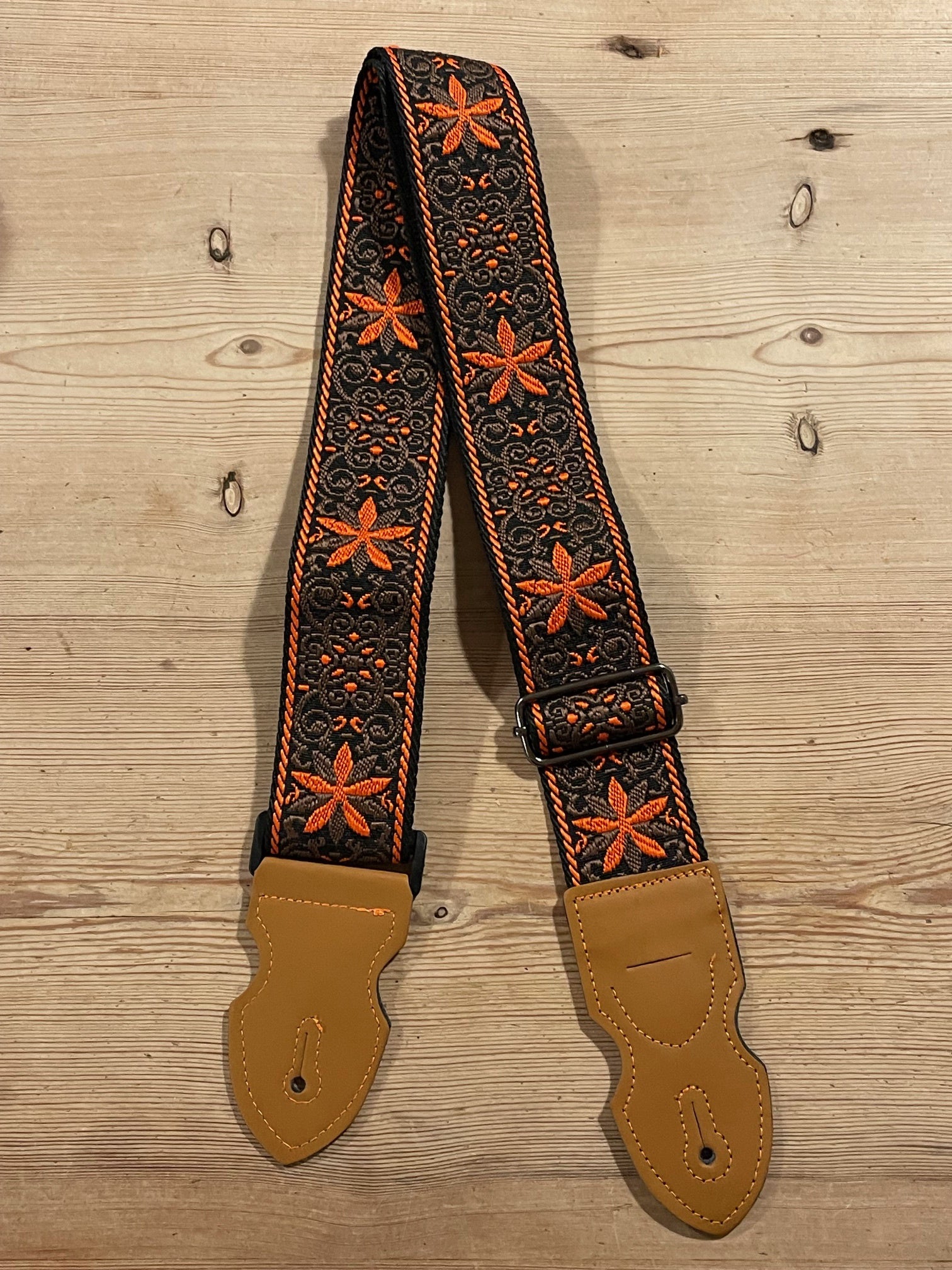 Earth Bond Vegan Orange Burst Jacquard Guitar Strap