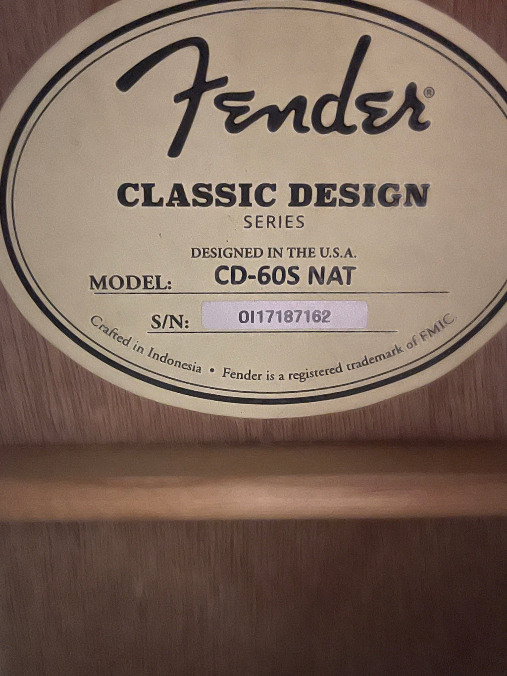 Used / 2nd Hand Fender CD60S-NAT Solid Top Dreadnought Acoustic Guitar