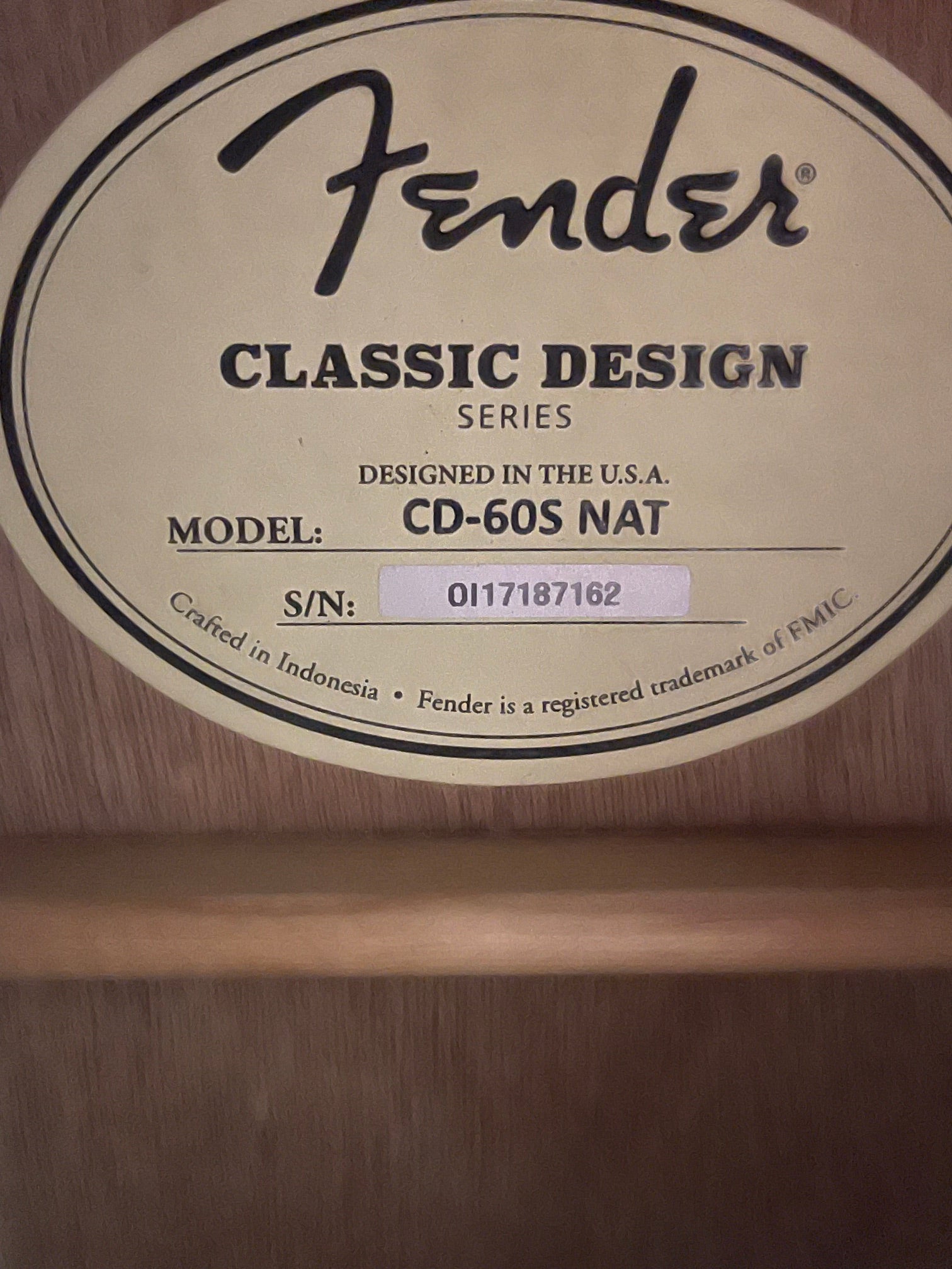 Used / 2nd Hand Fender CD60S-NAT Solid Top Dreadnought Acoustic Guitar