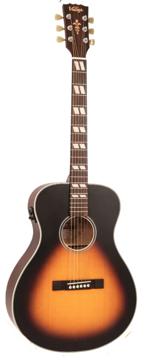 Vintage Historic Series (VE130VSB) Electro Acoustic Folk Guitar - Vintage Sunburst