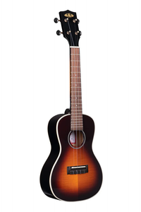 Kala KA-FMTB-C Gloss Flame Maple Concert Ukulele - Tobacco Sunburst Finish