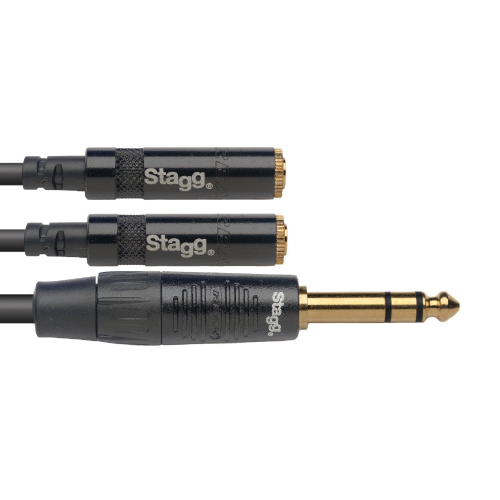Stagg 6.35mm / 1/4" Stereo Jack - 2 x 3.5mm Stereo Sockets - Headphone Splitter Cable