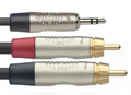 Stagg NYC1.5/MPS2CMR 1.5M / 5FT 3.5mm Stereo Jack - 2x RCA Cable