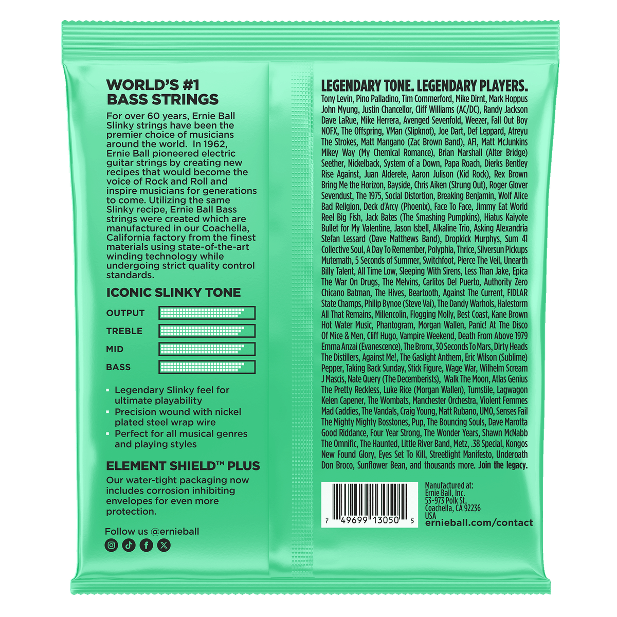 Ernie Ball Hyper Slinky 5 String Bass Guitar Strings 40-130