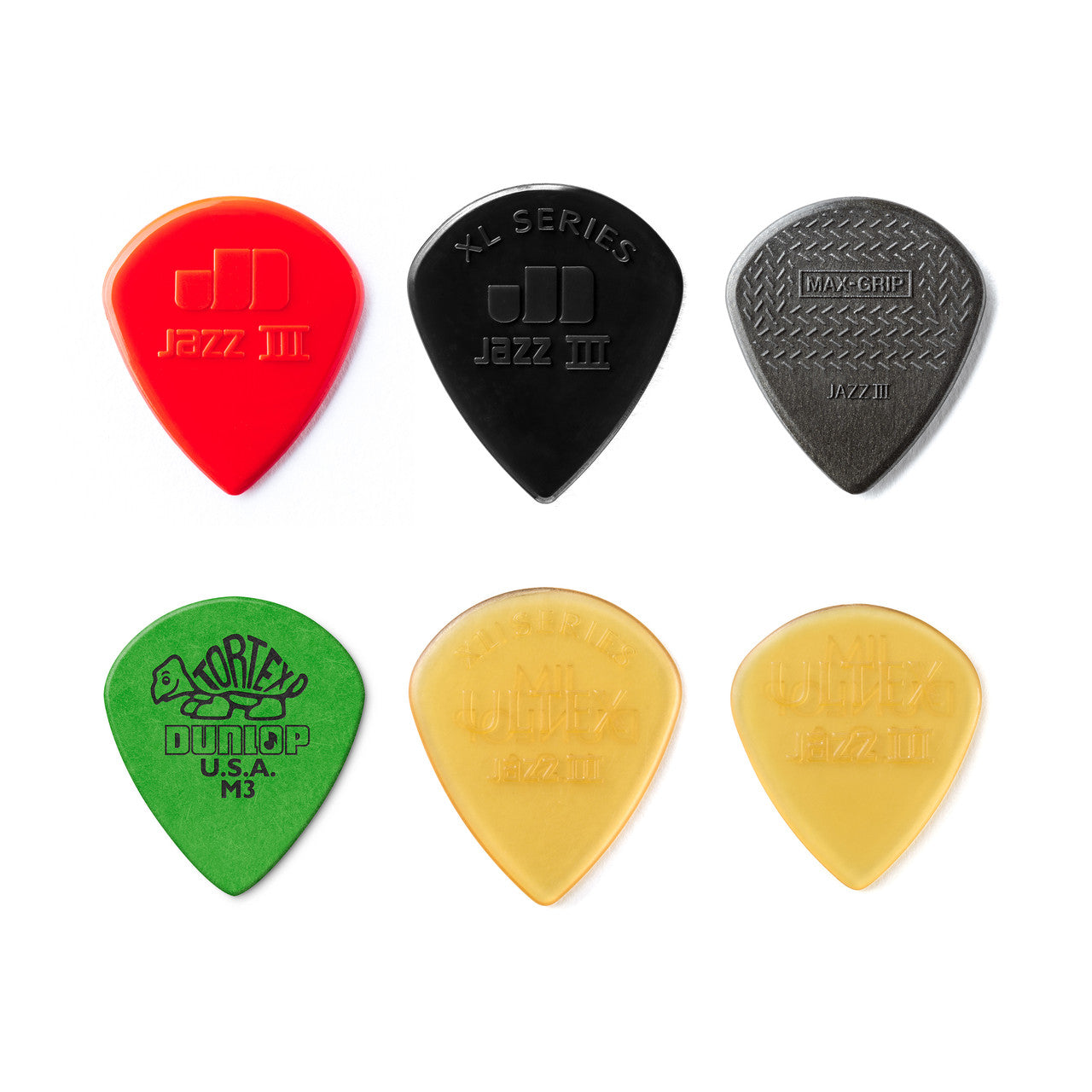Dunlop PVP103 Jazz III Guitar Variety Pick / Plectrum Pack - Pack of 6