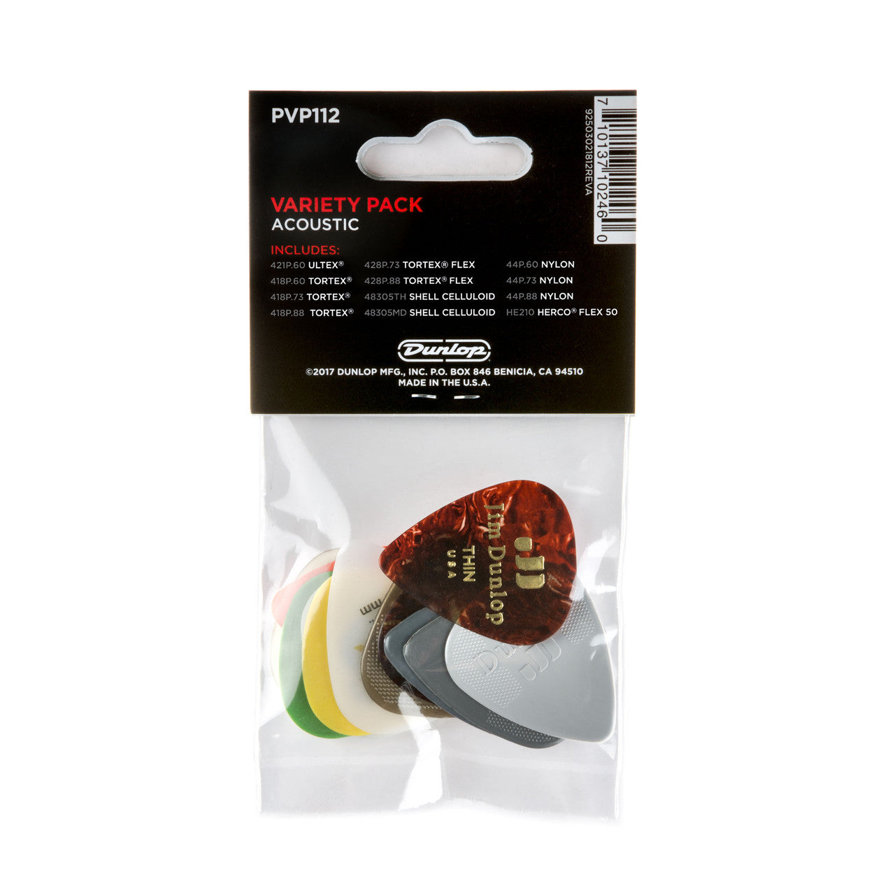 Dunlop PVP112 Acoustic Guitar Variety Pick / Plectrum Pack - Pack of 12