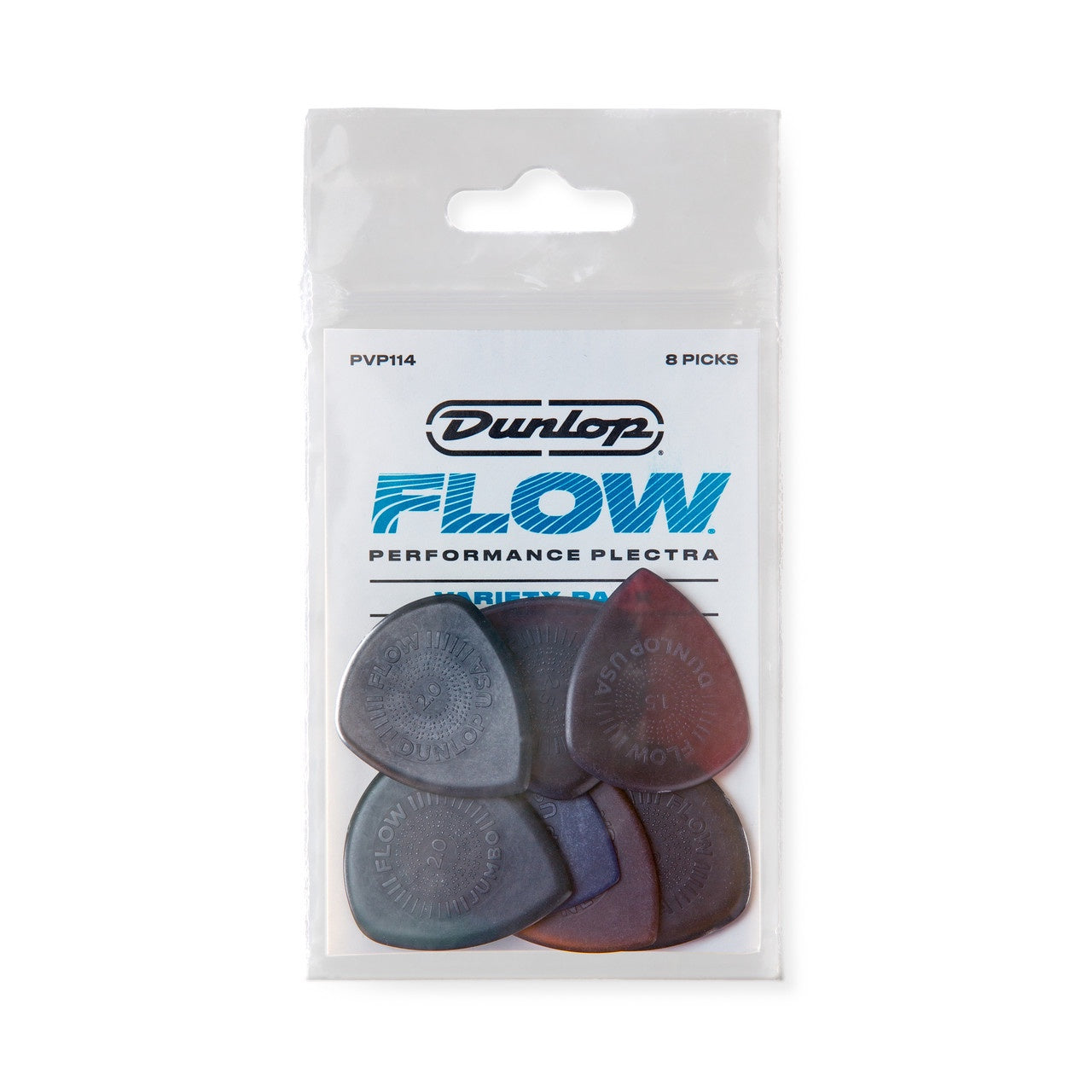 Dunlop PVP114 Flow Guitar Variety Pick / Plectrum Pack - Pack of 8