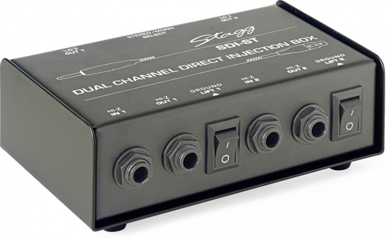 Stagg 2 Channel Passive DI Box - Mono / Stereo Switchable