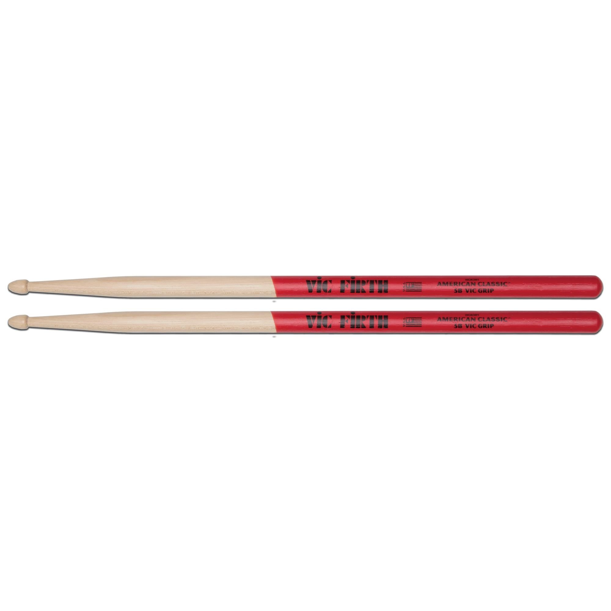 Vic Firth 5BVG VIC GRIP 5B Wooden Tip Drumsticks - Hickory
