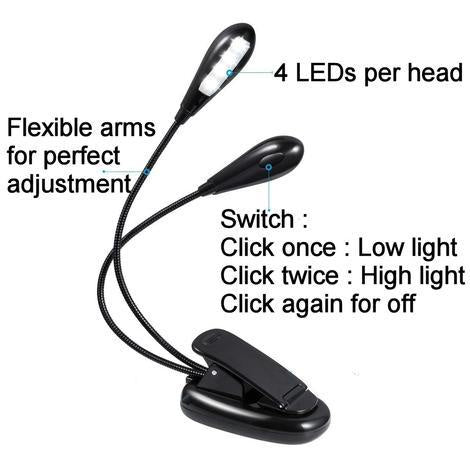B Bright 2 Arm 8 LED Music Stand Light - Black