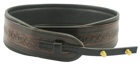 LG Embossed Leather Banjo Cradle Strap - Brown