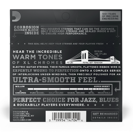 D'Addario ECG24 11-50 Jazz Light XL Chromes Electric Guitar Strings