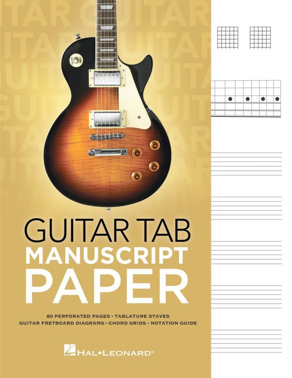 Guitar Tab Mauscript Paper - 80 Perforated Pages - Spiral-Bound