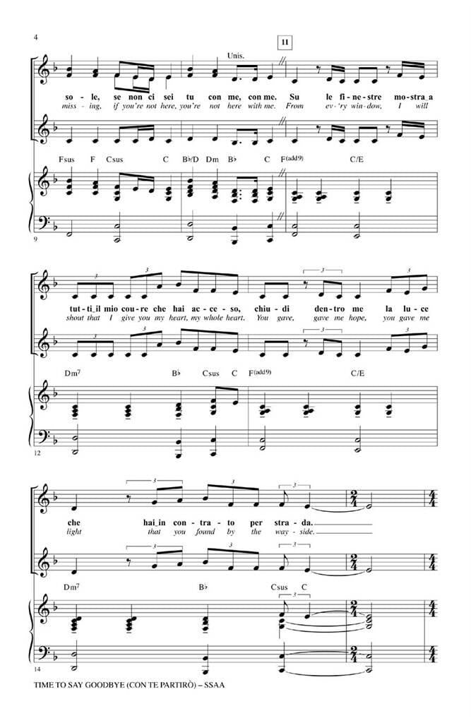 Time to say goodbye (Con Te Partiro) SSAA version