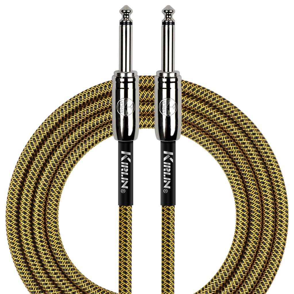 Kirlin 20ft / 6m Black / Yellow Woven Straight - Straight Jack Cable