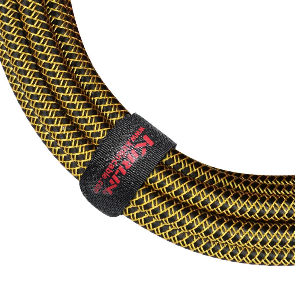 Kirlin 20ft / 6m Black / Yellow Woven Straight - Straight Jack Cable