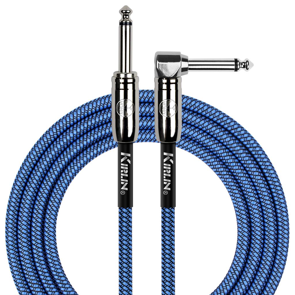 Kirlin 10ft / 3m Blue Woven Right Angle - Straight Jack Cable
